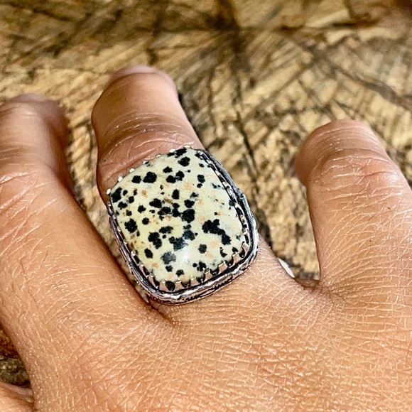 Dalmation Jasper Ring Size 7 1/2 - Picture 4 of 6